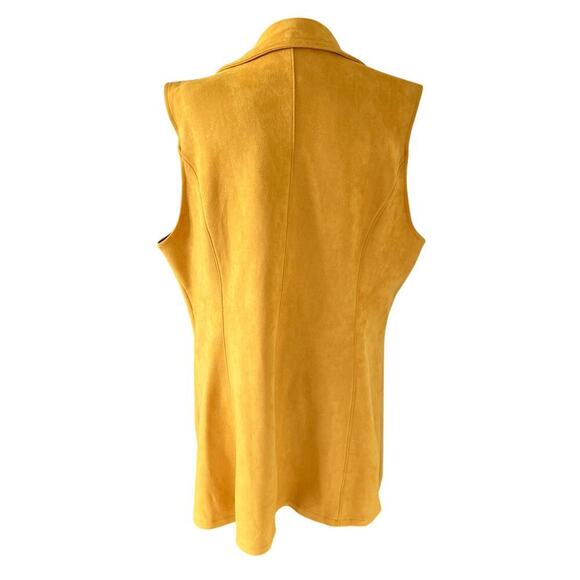 Radzoli Women's Faux Suede Vest with Tie Mustard Yellow Size XL - Picture 4 of 8